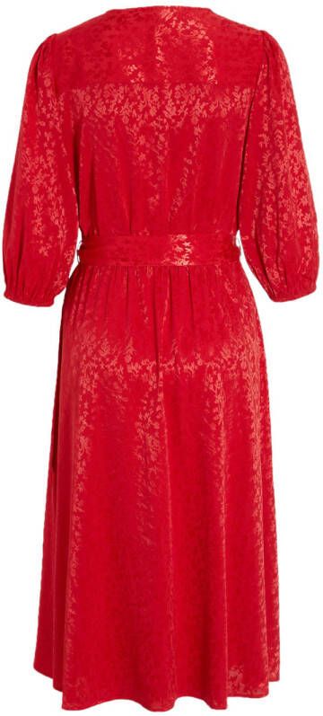 Miljuschka by Wehkamp midi blousejurk van jacquard stof rood