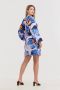Miljuschka by Wehkamp satijnen jurk met bloemenprint lila blauw - Thumbnail 4