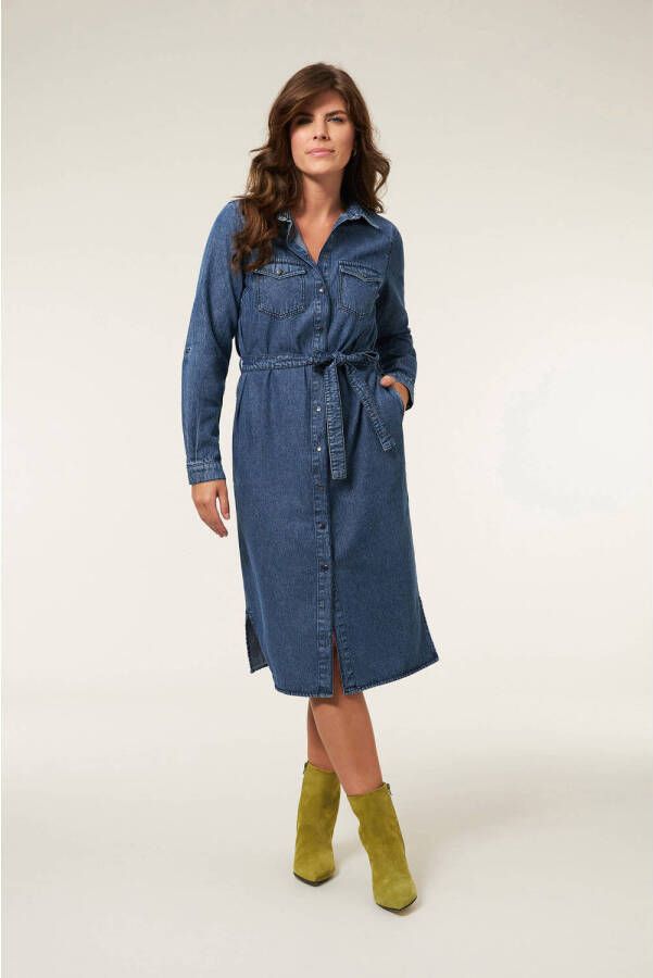 Miss Etam Regulier blousejurk Dunya denim dress dark blue denim - Foto 2