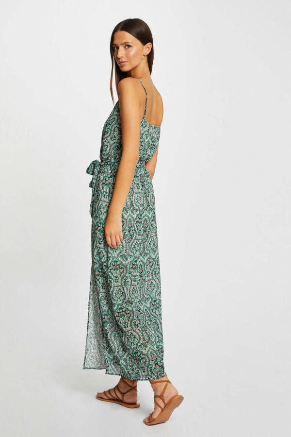 Morgan maxi jurk met paisleyprint en ceintuur groen - Foto 3