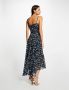 Morgan semi-transparante jurk met all over print en ruches blauw zwart - Thumbnail 2
