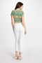 Morgan top met all over print en overslag detail groen zwart geel - Thumbnail 3