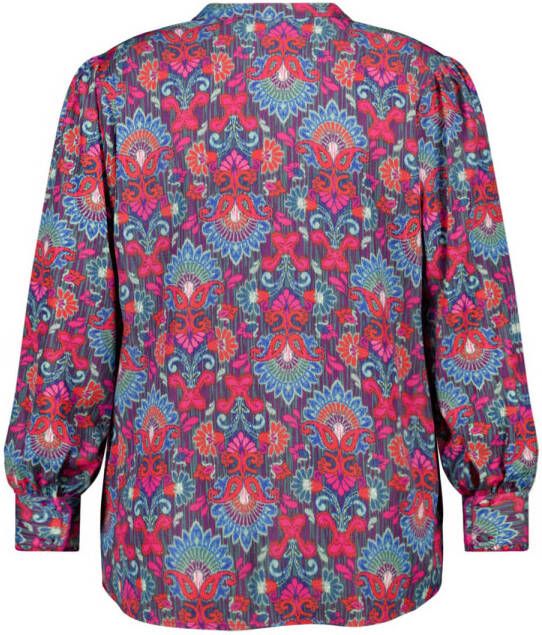 MS Mode blouse met all over print roze