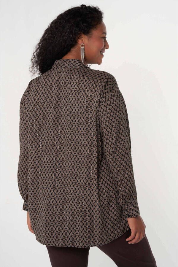 MS Mode blouse met all over print zand zwart