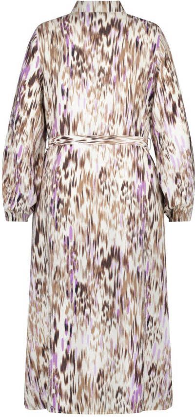 MS Mode blousejurk met all over print en ceintuur ecru bruin lila - Foto 2