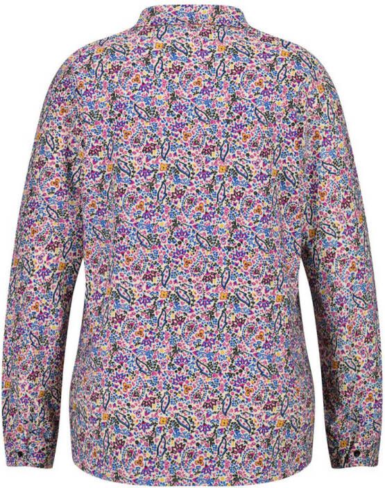 MS Mode top met all over print blauw paars geel