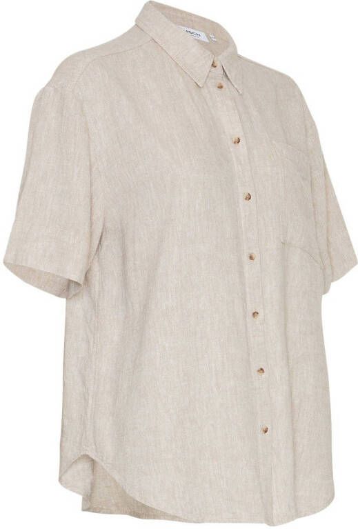 MSCH Copenhagen gemêleerde blouse MSCHGinia 2 4 Shirt met linnen zand
