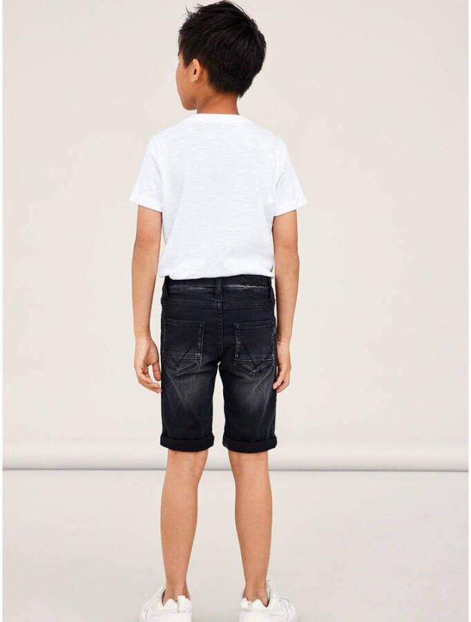 NAME IT KIDS slim fit jeans bermuda NKMTHEO zwart
