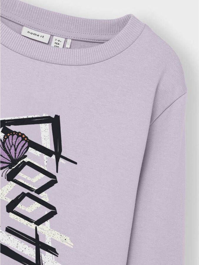 NAME IT KIDS sweater NKFVEA met printopdruk lila