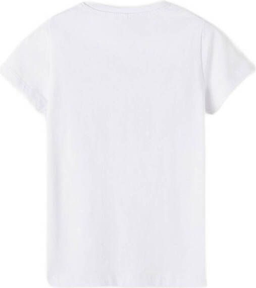 NAME IT KIDS T-shirt NKFDARIA met printopdruk en pailletten wit