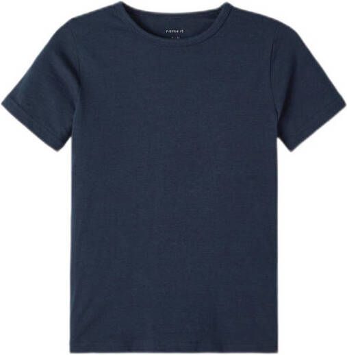 NAME IT KIDS T-shirt set van 2 grijs melange donkerblauw
