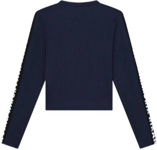 NIK&NIK sweater Stella met contrastbies blauw