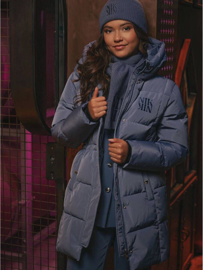 NIK NIK gewatteerde winterjas Alisa helderblauw Meisjes Polyester Capuchon 140 Kledingwinkel