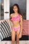 No Way Monday one shoulder crop bikini met ruches fuchsia roze Meisjes Polyester 92 98 - Thumbnail 3
