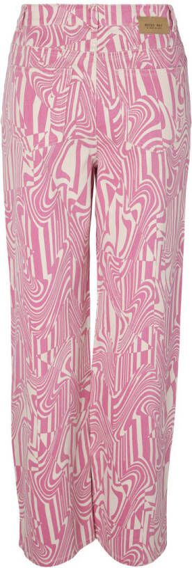 NOISY MAY high waist wide leg jeans NMDREW met grafische print roze zand