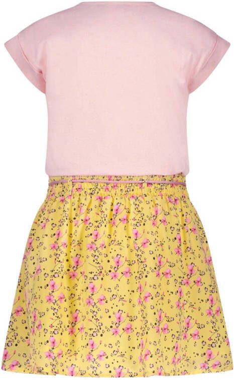 NONO gebloemde jurk Mira van gerecycled polyester geel roze