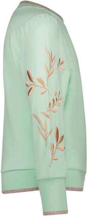 NONO sweater Kate met printopdruk en borduursels mintgroen