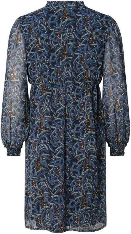 Noppies semi-transparante zwangerschaps- en voedingsjurk Foshan met all over print zwart blauw