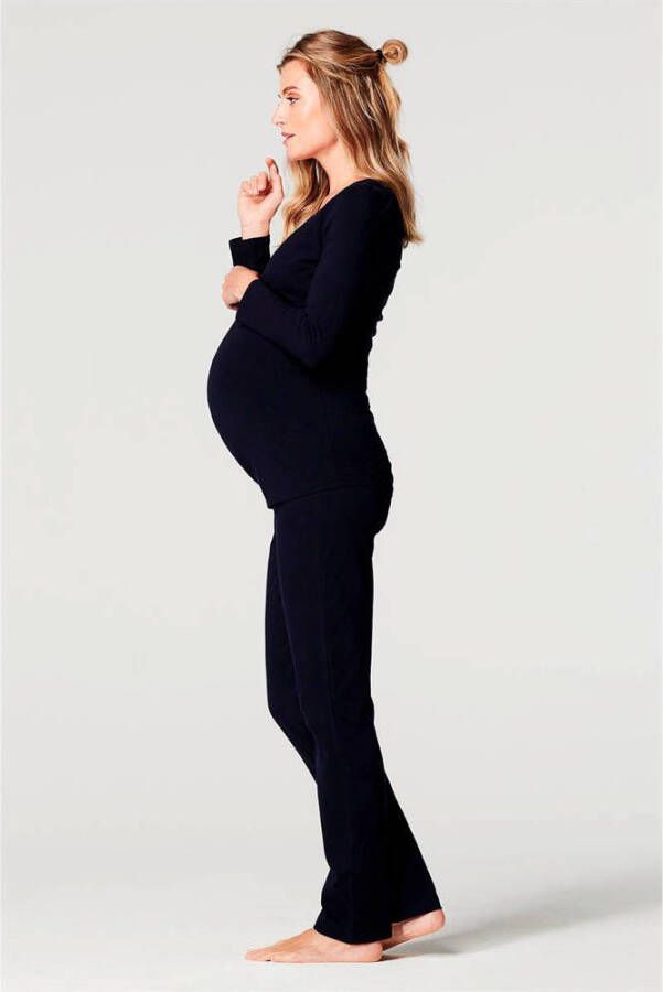 Noppies zwangerschapspyjamatop Demi donkerblauw