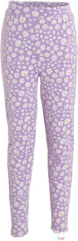 NOUS Kids pyjama Daisy Flower lila wit Paars Meisjes Katoen Ronde hals 110 116
