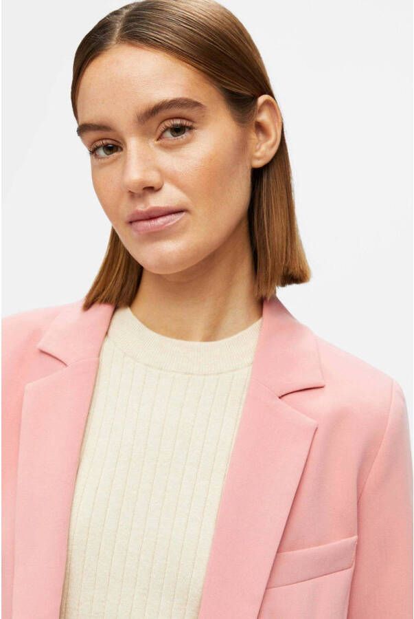 OBJECT rechtvallende blazer OBJSIGRID van gerecycled polyester roze