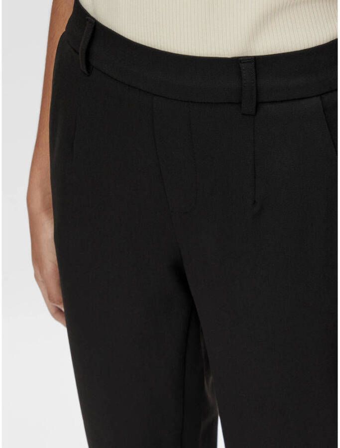 OBJECT slim fit pantalon OBJLISA van gerecycled polyester zwart