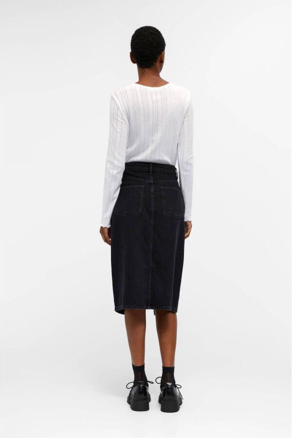 OBJECT Dames Rokken Objharlow Midi Denim Skirt Noos Zwart - Foto 3