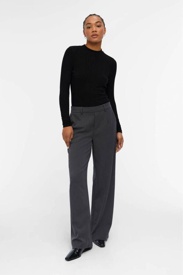 OBJECT wide leg pantalon OBJLISA van polyester grijs - Foto 2