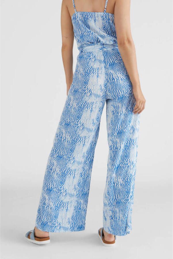 O'Neill high waist wide leg palazzo broek met all over print wit blauw