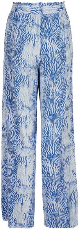 O'Neill high waist wide leg palazzo broek met all over print wit blauw