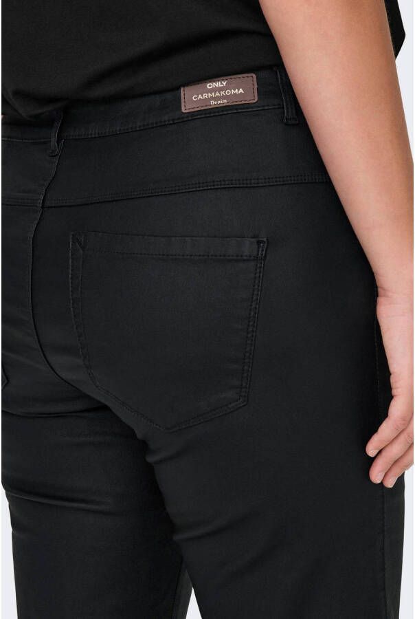 ONLY CARMAKOMA coated high waist straight fit broek CARAUGUSTA zwart - Foto 3