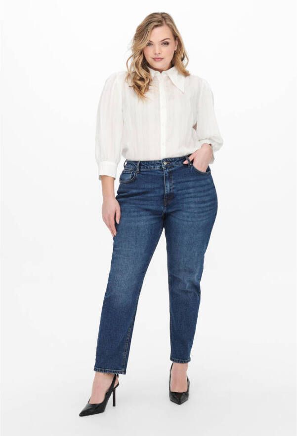 ONLY CARMAKOMA cropped high waist mom jeans CARENEDA dark denim