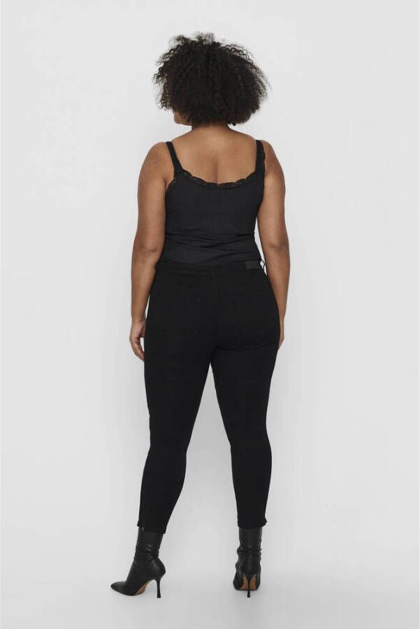 ONLY CARMAKOMA cropped regular waist skinny jeans CARKARLA met sierritsen zwart