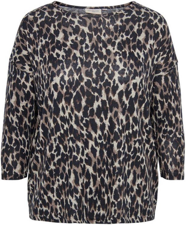 ONLY CARMAKOMA geweven top CARALBA met panterprint grijs taupe