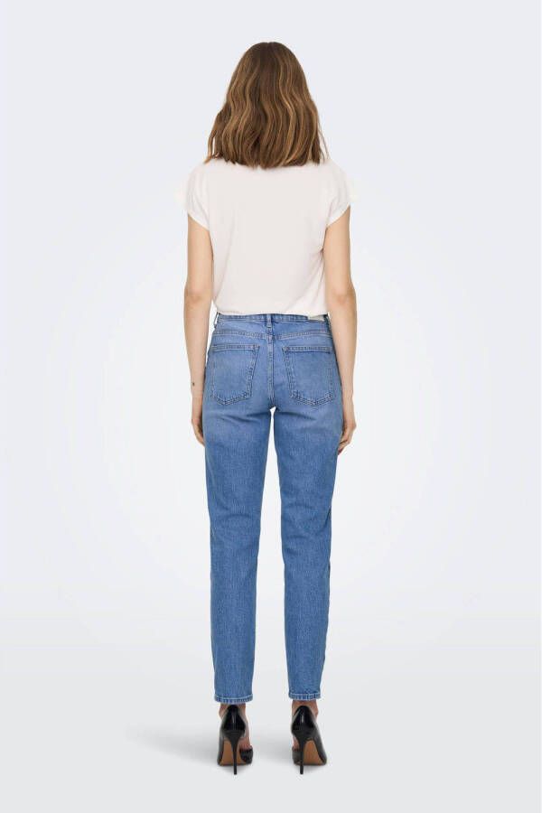 ONLY cropped high waist straight fit jeans ONLEMILY light blue