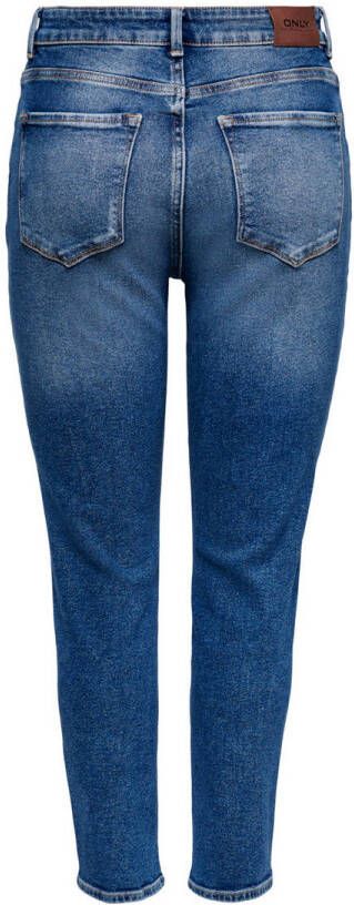 ONLY cropped high waist straight fit jeans ONLEMILY medium blue denim regular