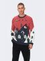 ONLY & SONS kersttrui ONSXMAS met all over print pompeian red - Thumbnail 4