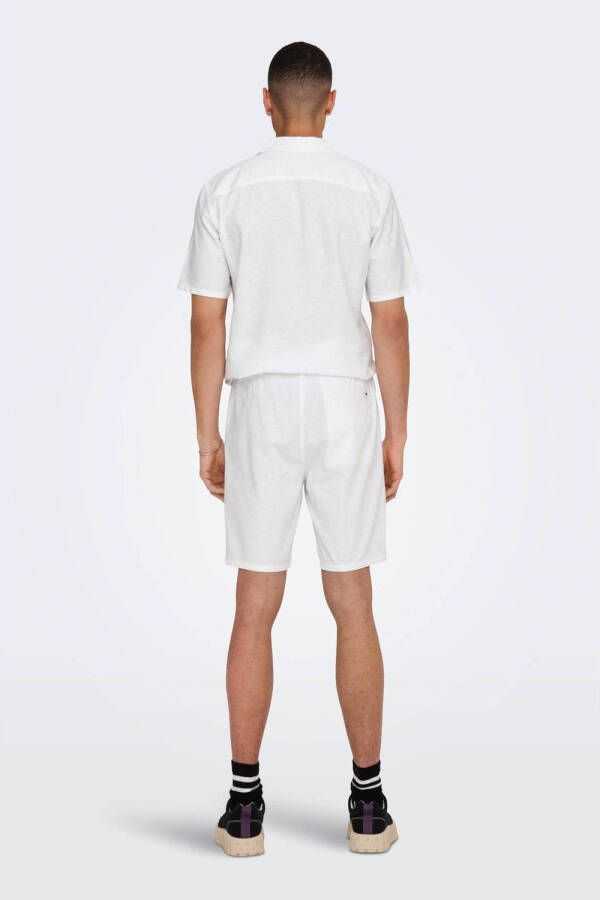 ONLY & SONS loose fit short ONSLINUS met linnen bright white