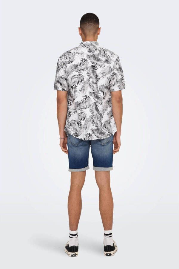 ONLY & SONS regular fit overhemd ONSBES met all over print bright white