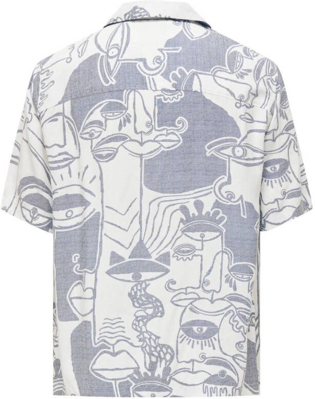 ONLY & SONS regular fit overhemd ONSDEN met all over print beacon blue