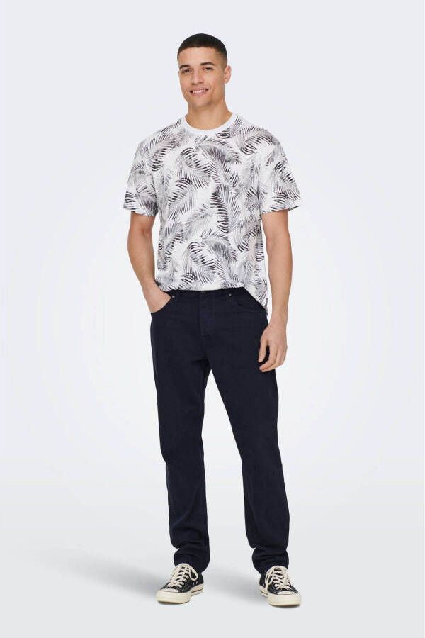 ONLY & SONS regular fit T-shirt ONSPERRY met all over print bright white