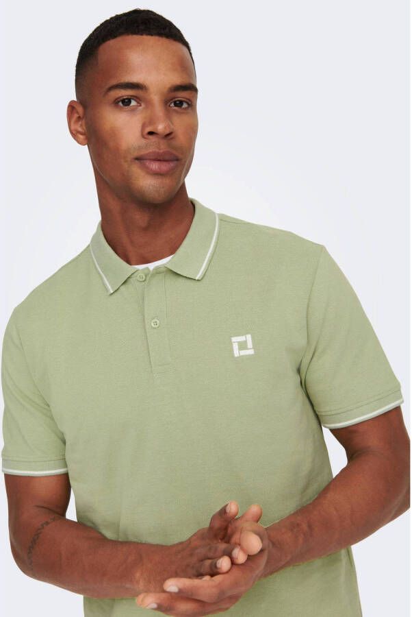 ONLY & SONS slim fit polo ONSFLETCHER met logo swamp
