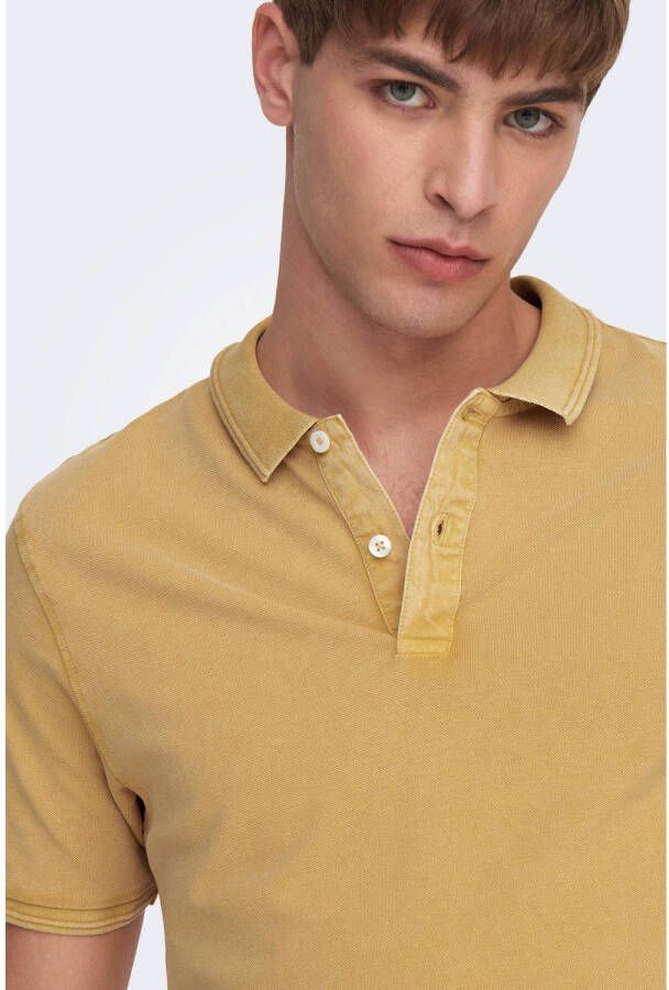 ONLY & SONS slim fit polo ONSTRAVIS ochre