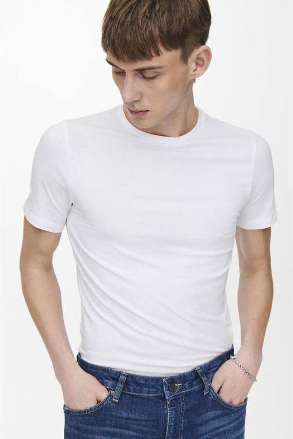 ONLY & SONS slim fit T-shirt (set van 2) ONSBASIC white
