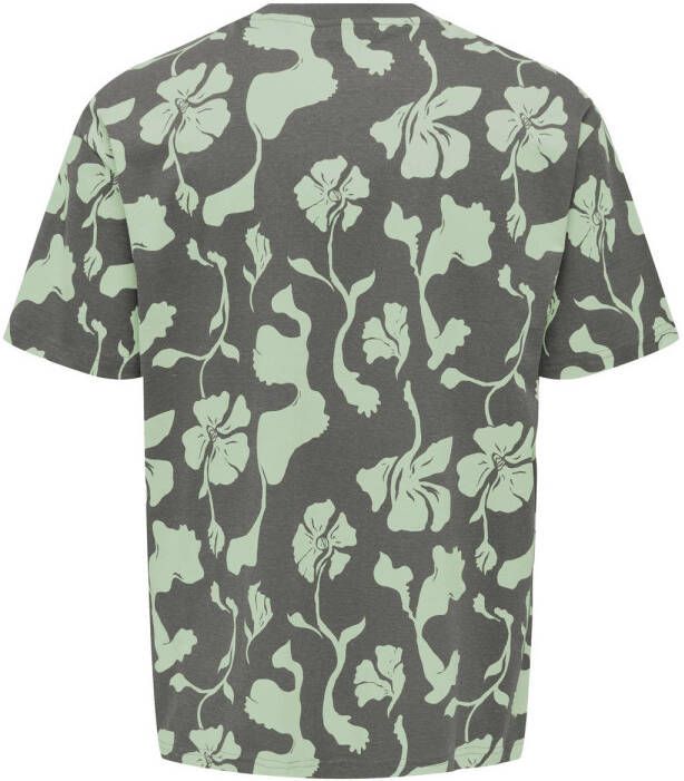ONLY & SONS T-shirt met all over print castor gray