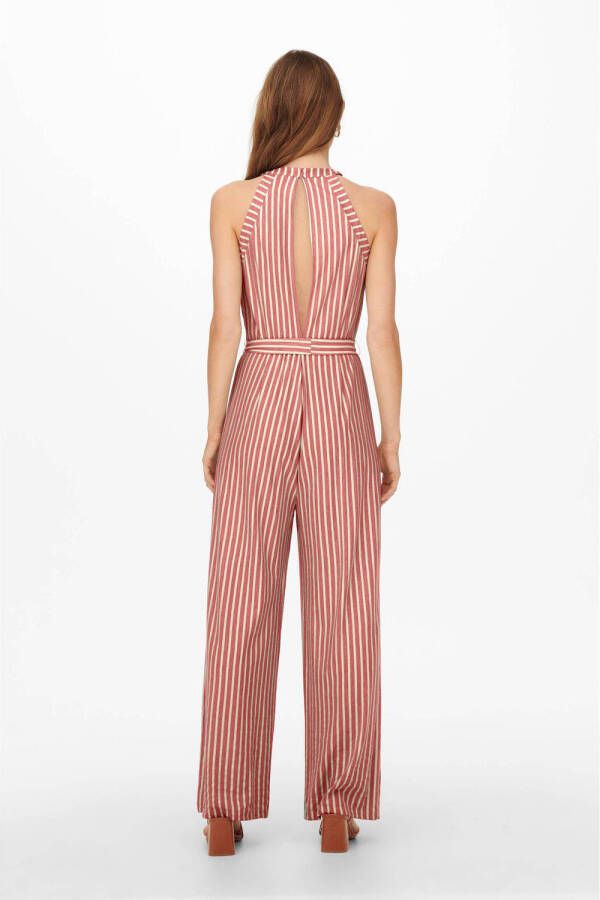 ONLY gestreepte jumpsuit ONLSHARON rood wit