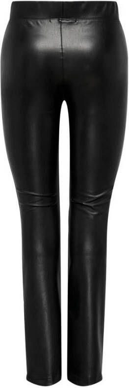 ONLY imitatieleren high waist flared broek ONLSTAR zwart
