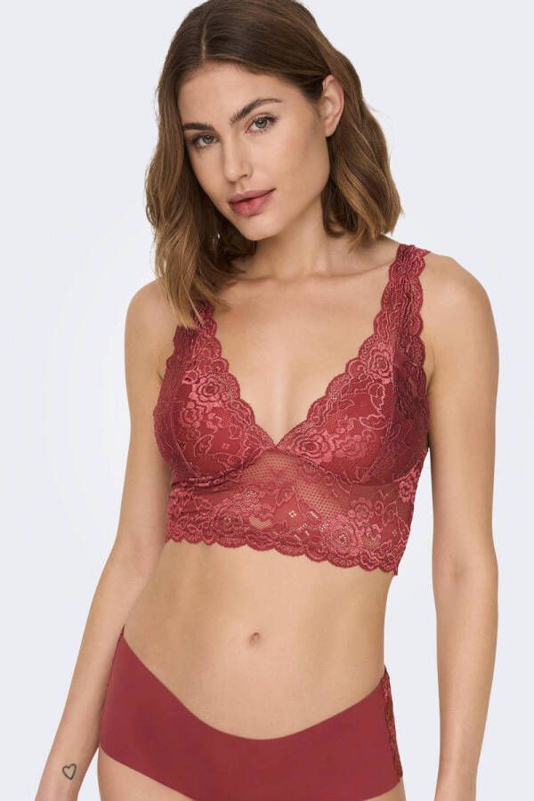 ONLY kanten voorgevormde bralette ONLCHLOE donkerroze