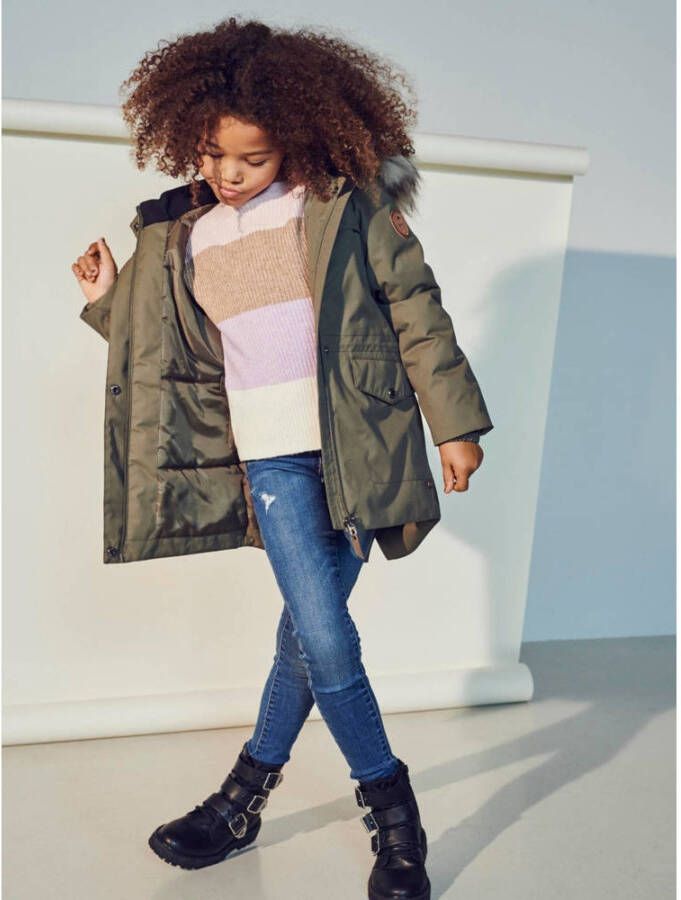 ONLY KIDS gestreepte trui KONSANDY roze lila bruin