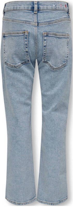 ONLY KIDS GIRL straight fit jeans KOGBILLIE met all over print en borduursels light blue denim